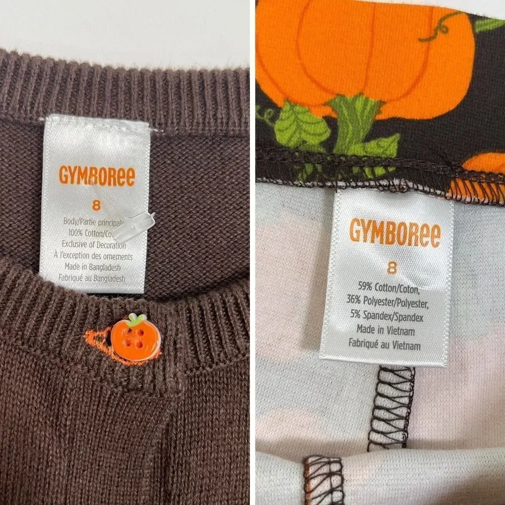 Gymboree 2 PC Girls 8 Brown‎ Sweater W/Appliques & Leggings Pumpkins Fall